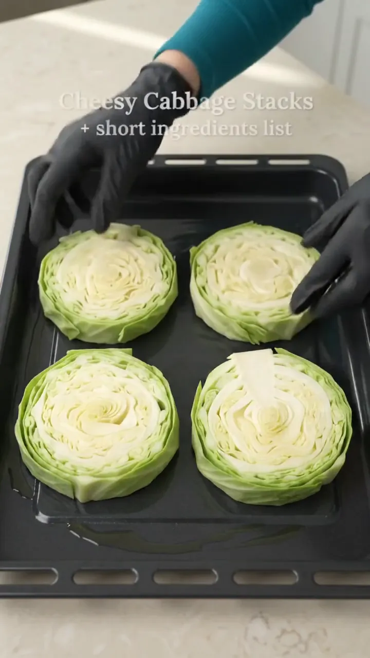 Baked Cabbage Steaks with Ground Beef, Tomato and Cheese – preparation
