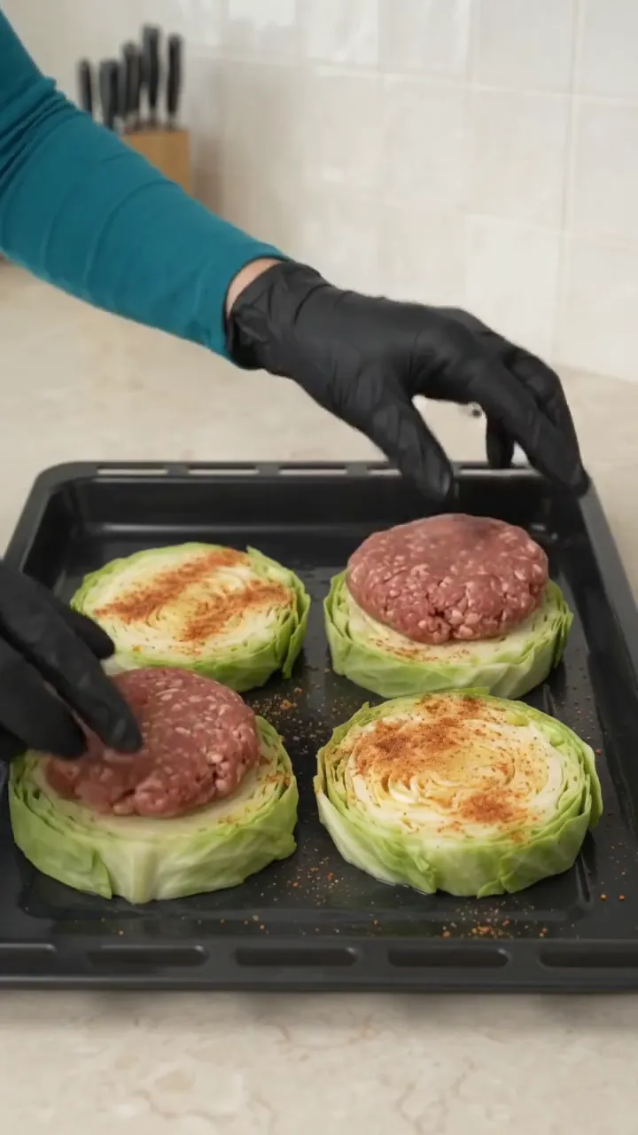 Baked Cabbage Steaks with Ground Beef, Tomato and Cheese – step 2
