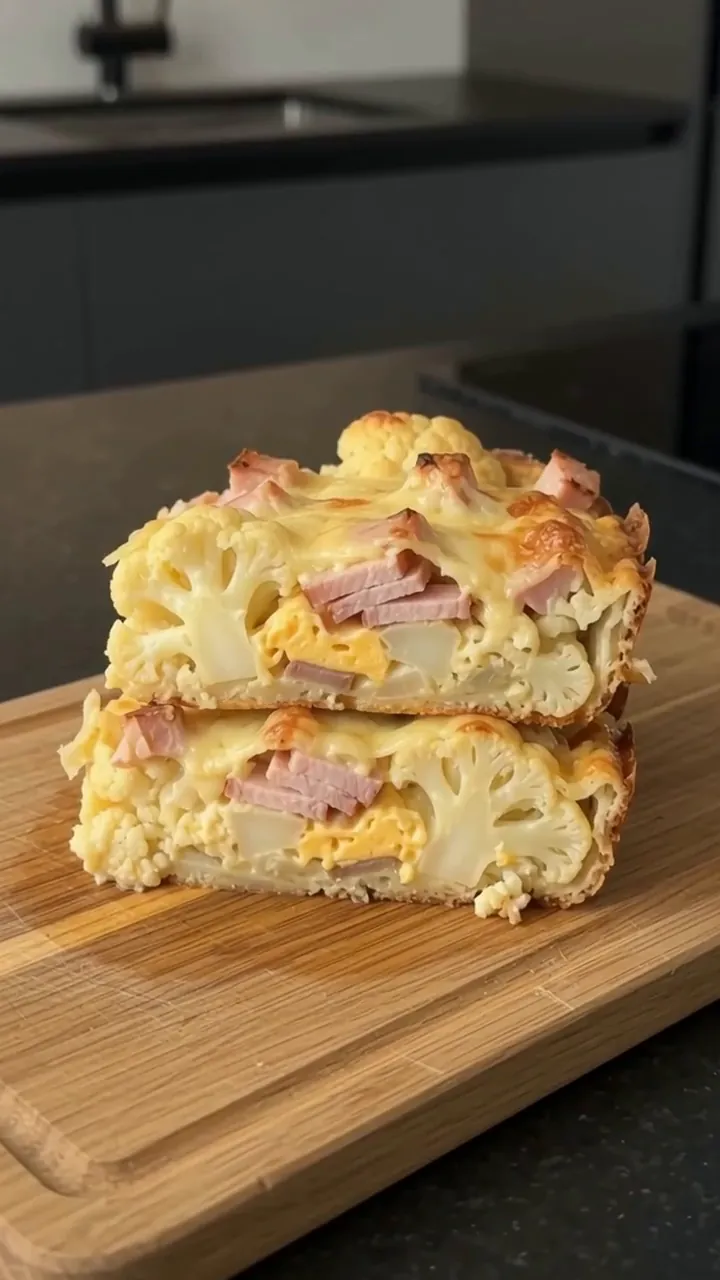 Cheesy Cauliflower and Smoked Turkey Casserole