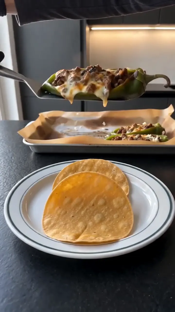 Roasted Stuffed Chile Tacos with Beef and Beans – step 4