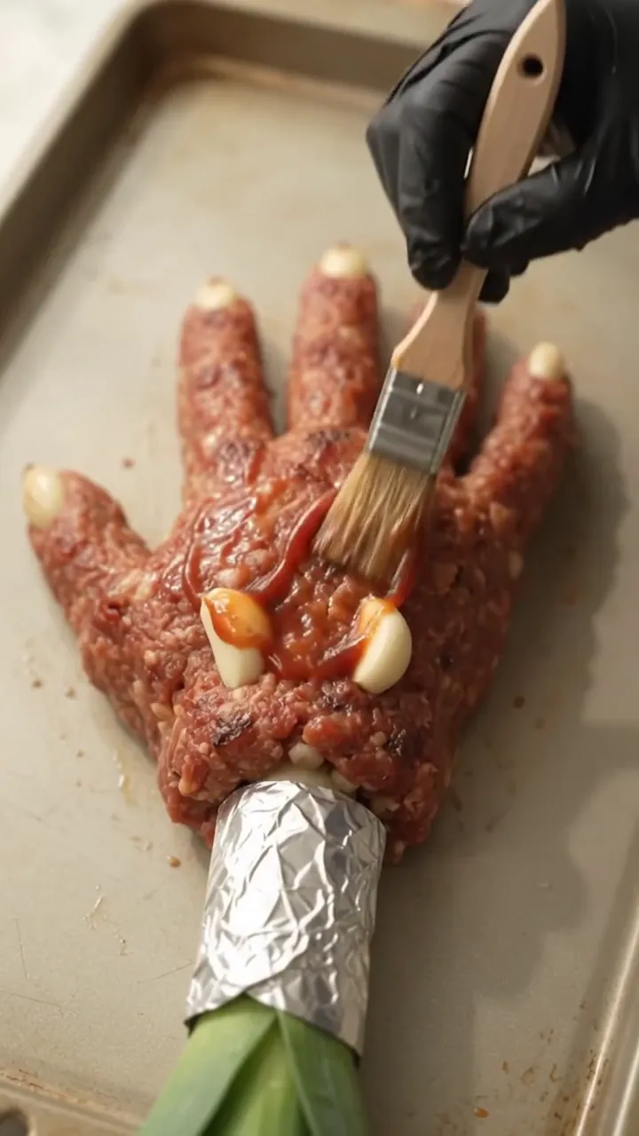 Spooky Halloween Hand Meatloaf Recipe – step 2