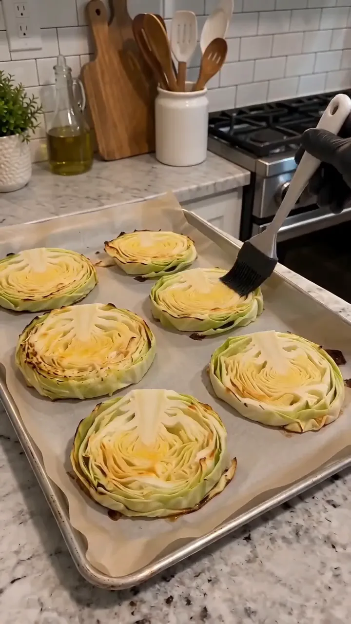 Cheesy Baked Cabbage Steaks – preparation