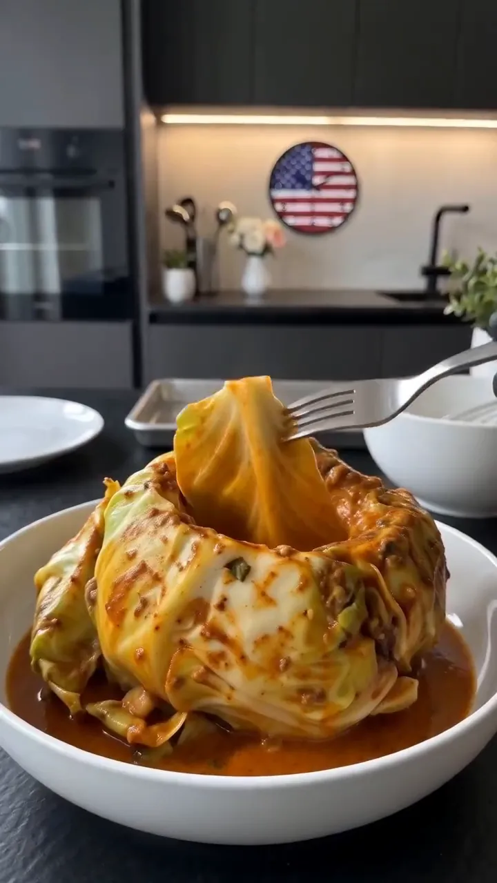Slow Roasted Whole Cabbage with Garlic Butter Sauce