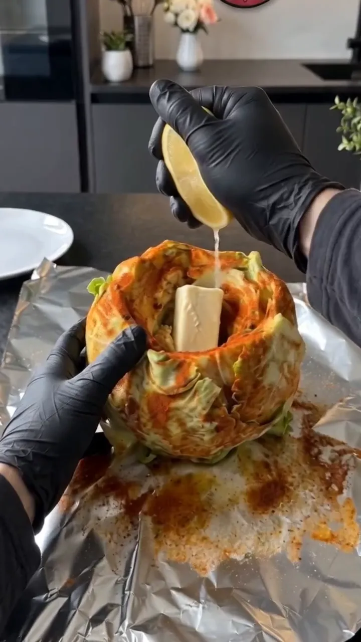 Slow Roasted Whole Cabbage with Garlic Butter Sauce – step 2
