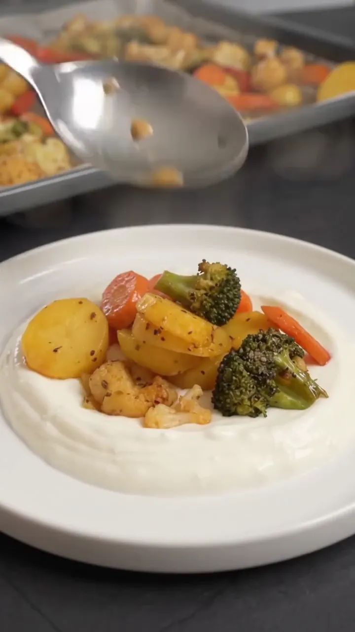 Herb-Roasted Mediterranean Vegetables with Garlic Yogurt