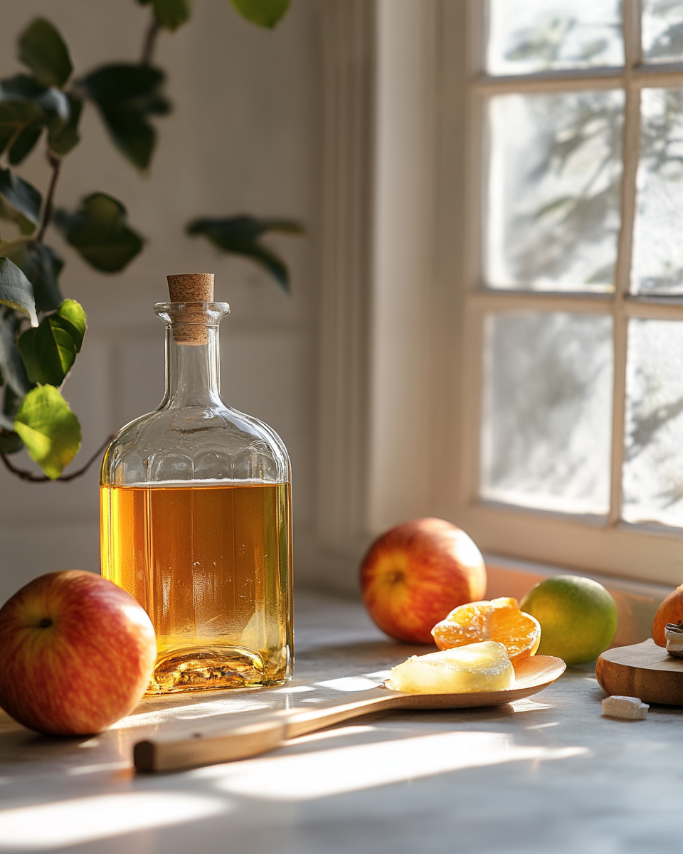 Close-up of ACV drink
