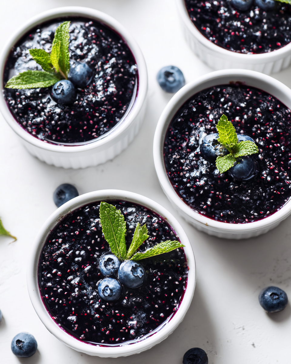 Close-up of chia seed gelatin texture