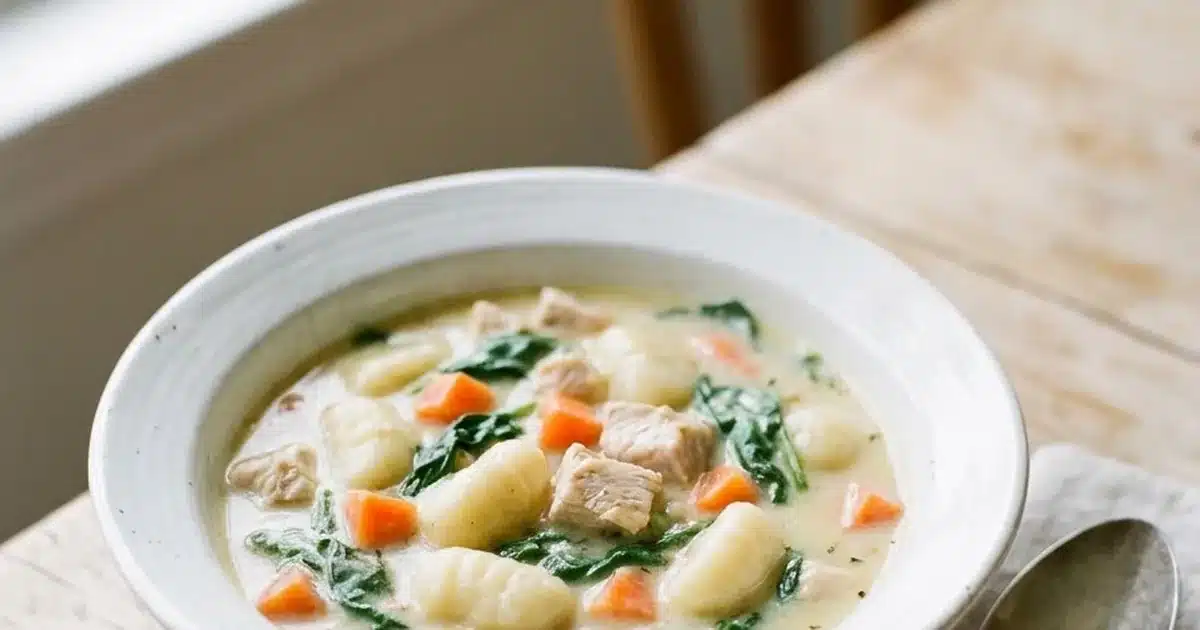 Chicken Gnocchi Soup with Spinach and Carrots