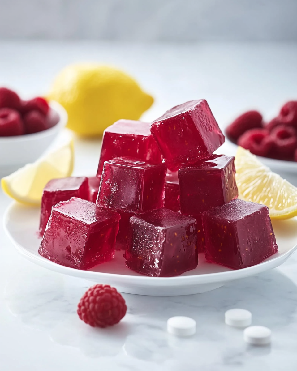 Close-up of gelatin cube texture