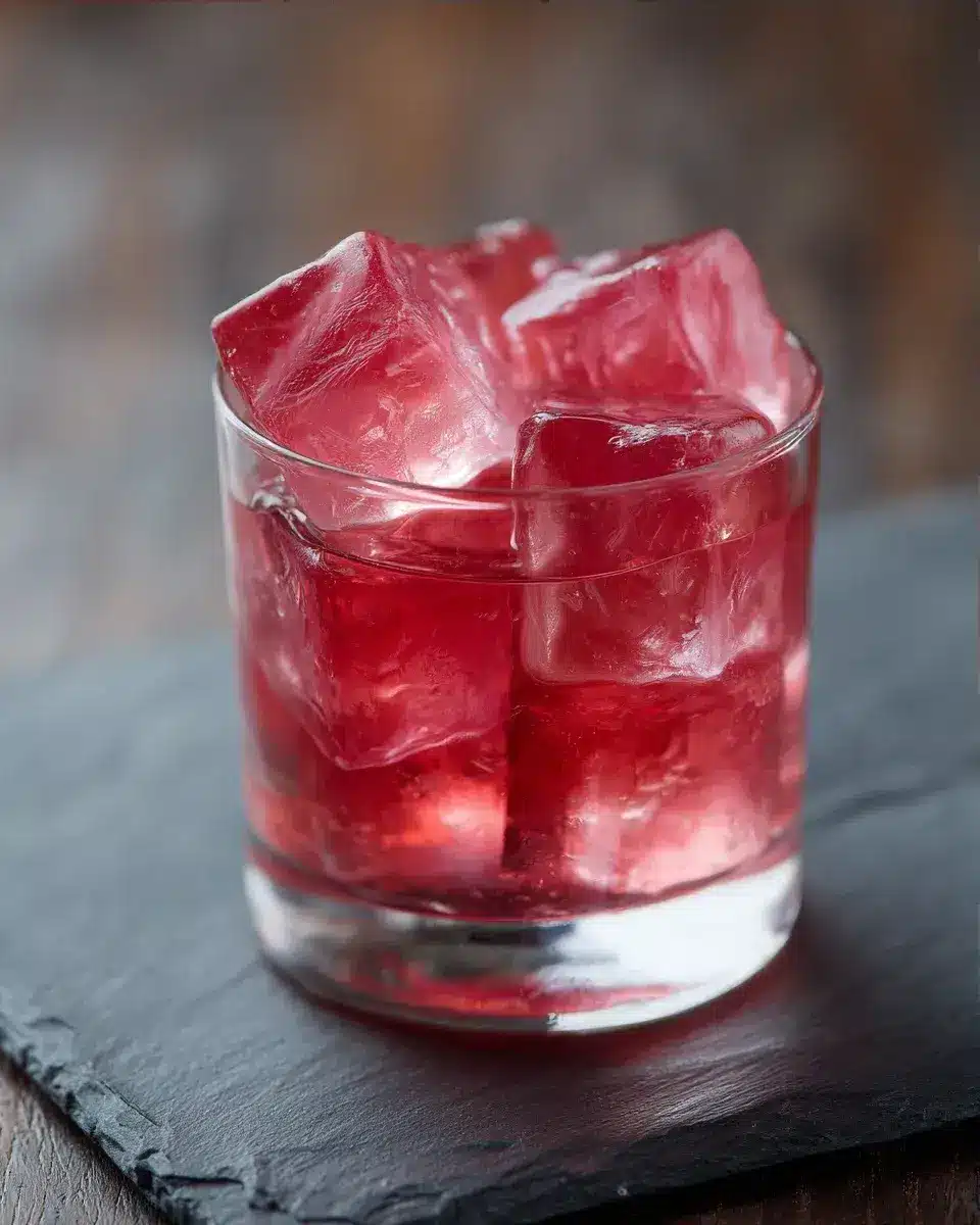 Close-up of smooth strawberry jello cup