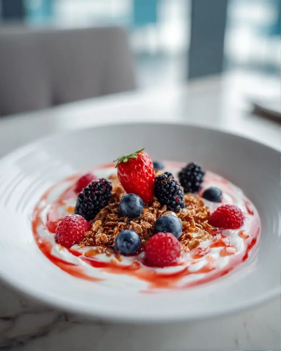Close-up of yogurt bowl toppings