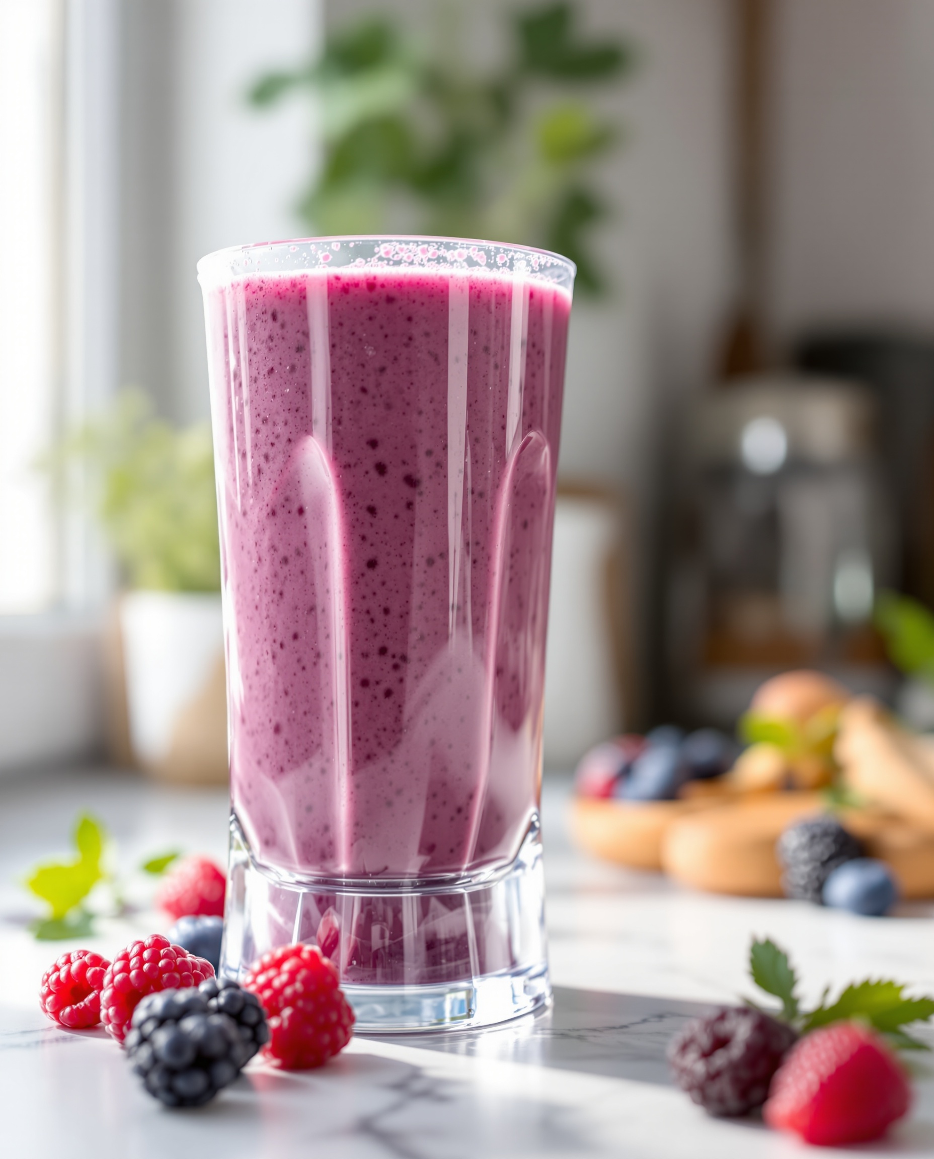 Close-up of violet-rose menopause weight loss smoothie.
