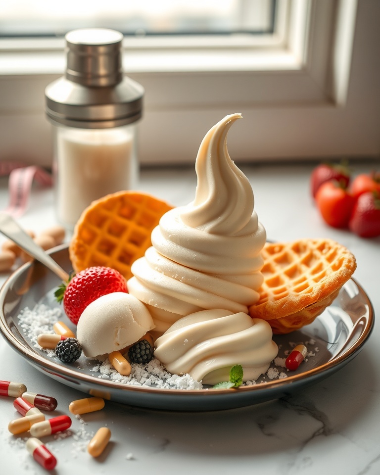 Close-up of protein ice cream texture