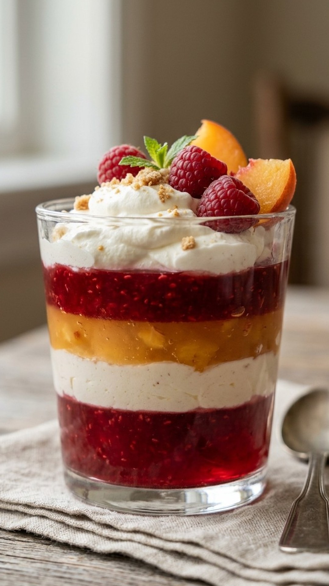 Raspberry Peach Jello Parfait