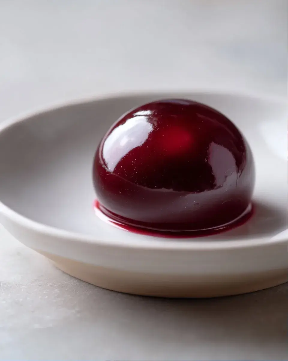 Close up view of smooth red bean yokan texture